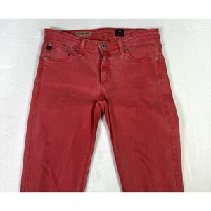 AG Adriano Goldschmied Jeans Womens 27 Red The Stevie Slim Straight Ankle